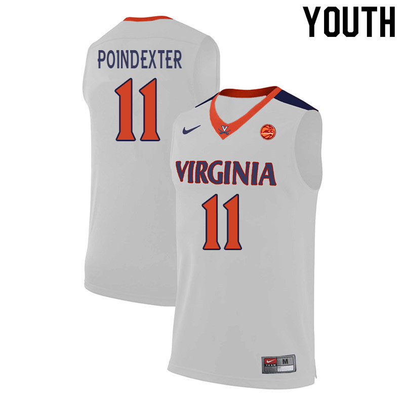 Youth #11 Malachi Poindexter Virginia Cavaliers College Basketball Jerseys Sale-White - Click Image to Close